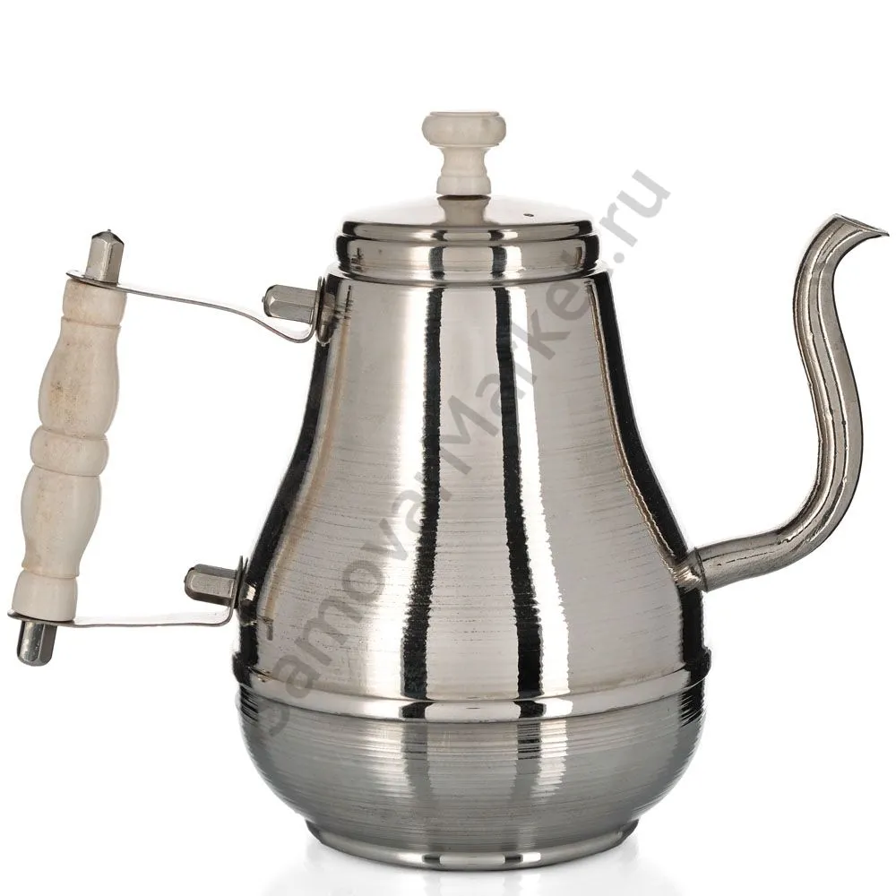 Чайник заварочный для самовара большой 1 литр, фурнитура кость, серебристый Чайник заварочный для самовара большой 1 литр, фурнитура кость, серебристый
