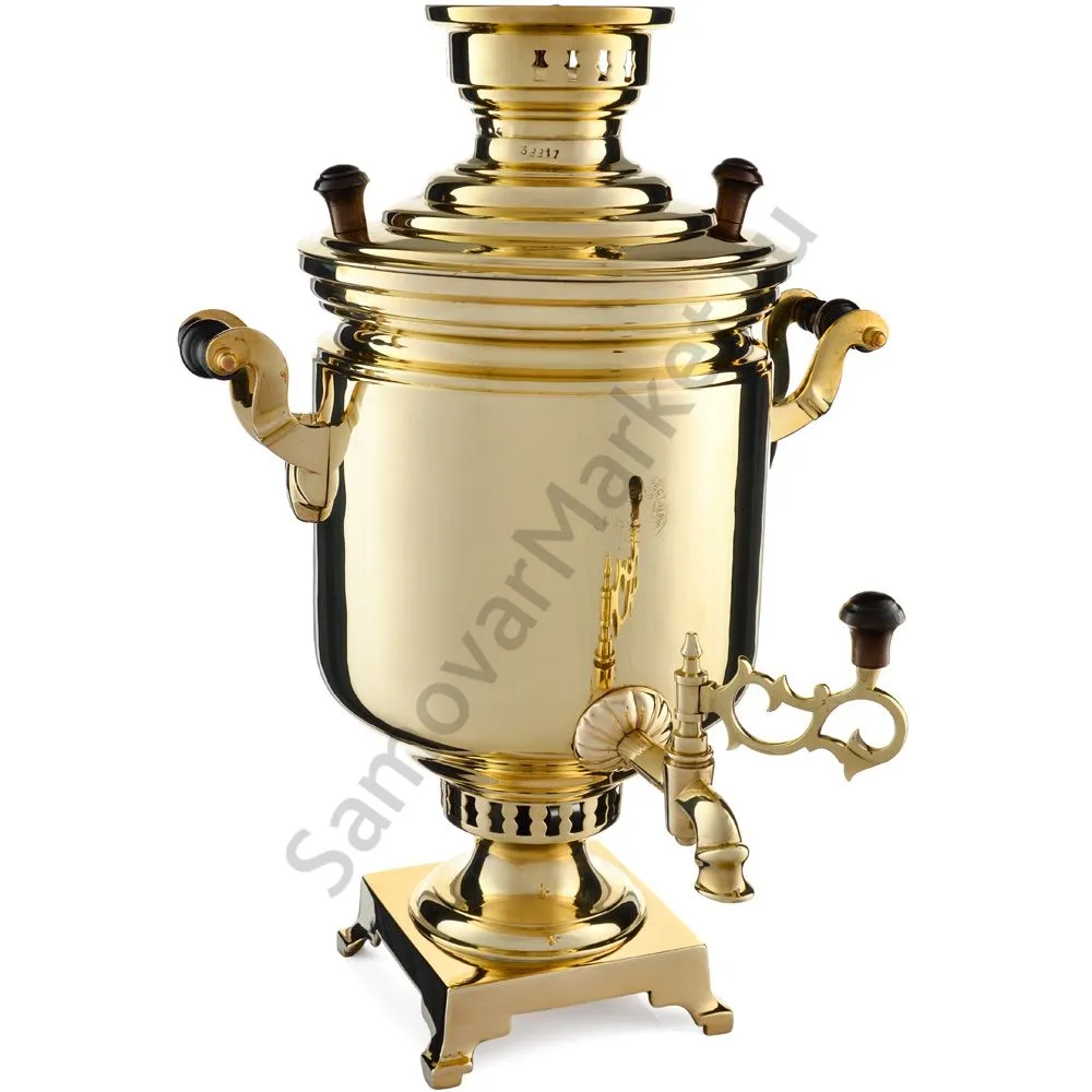 Самовар на дровах 7 литров формы «Банка», ТПТ, литьё, золотой, категория «Люкс» Самовар на дровах 7 литров формы «Банка», ТПТ, литьё, золотой, категория «Люкс»