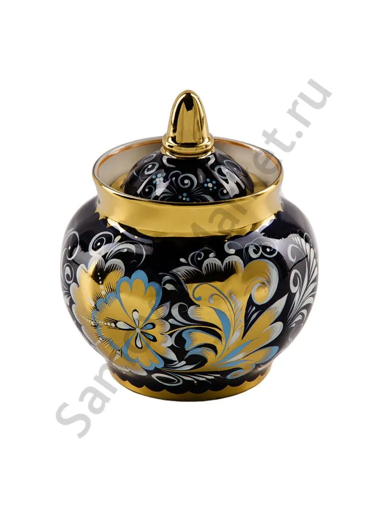 Сахарница с художественной росписью «Кудрина синяя» Сахарница с художественной росписью «Кудрина синяя»