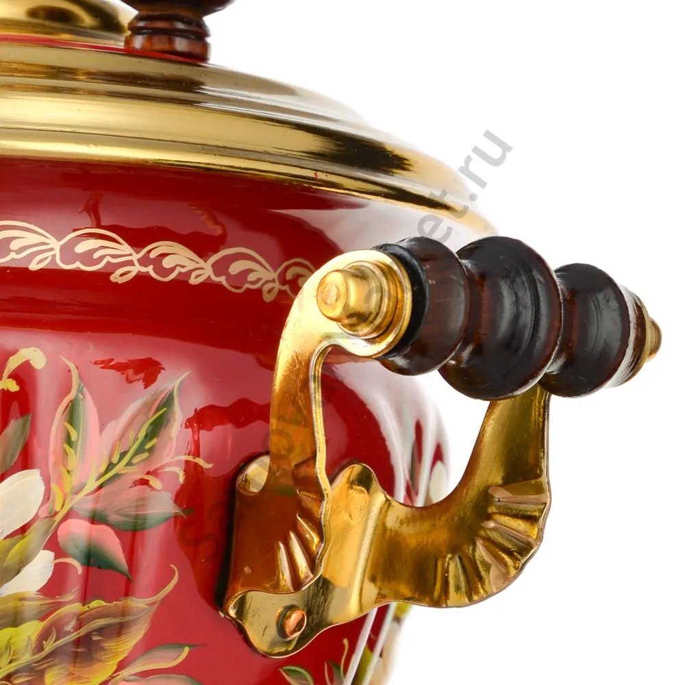 Самовар электрический 2 литра с худ. росписью «Ромашки с клубникой в золоте» формы «Чаша»  Самовар электрический 2 литра с худ. росписью «Ромашки с клубникой в золоте» формы «Чаша»