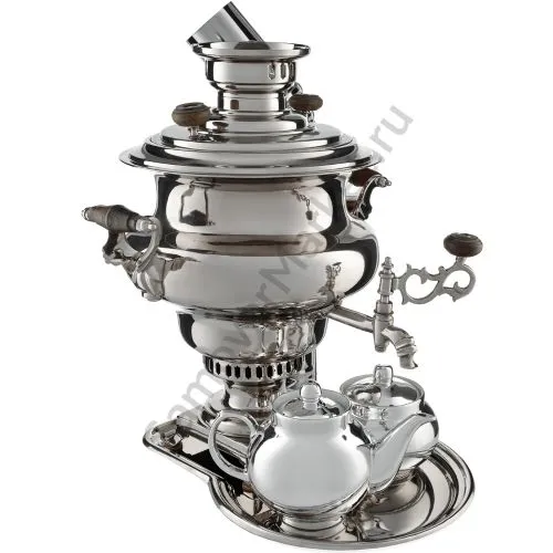 Самовар антикварный комбинированный 5 литров формы «Репка» Соловьёва, набор «Толстовский» 