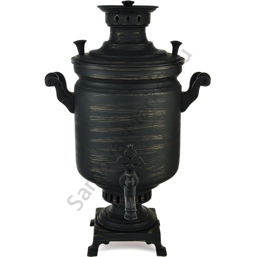 Самовар антикварный на дровах 8 литра формы «Банка», Кольчугино, золотые нити в патине Самовар антикварный на дровах 8 литра формы «Банка», Кольчугино, золотые нити в патине