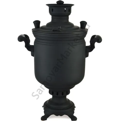 Самовар на дровах 5 литров формы «Банка с гербом РФ», категория «Эксклюзив», «Графит»