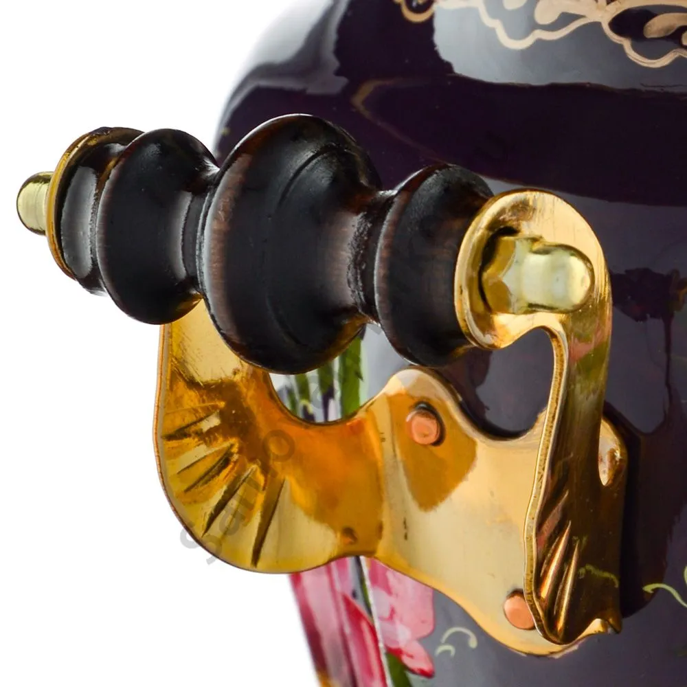 Самовар электрический 3 литра с художественной росписью «Букет на фиолетовом в золоте» формы «Рюмка» Самовар электрический 3 литра с художественной росписью «Букет на фиолетовом в золоте» формы «Рюмка»