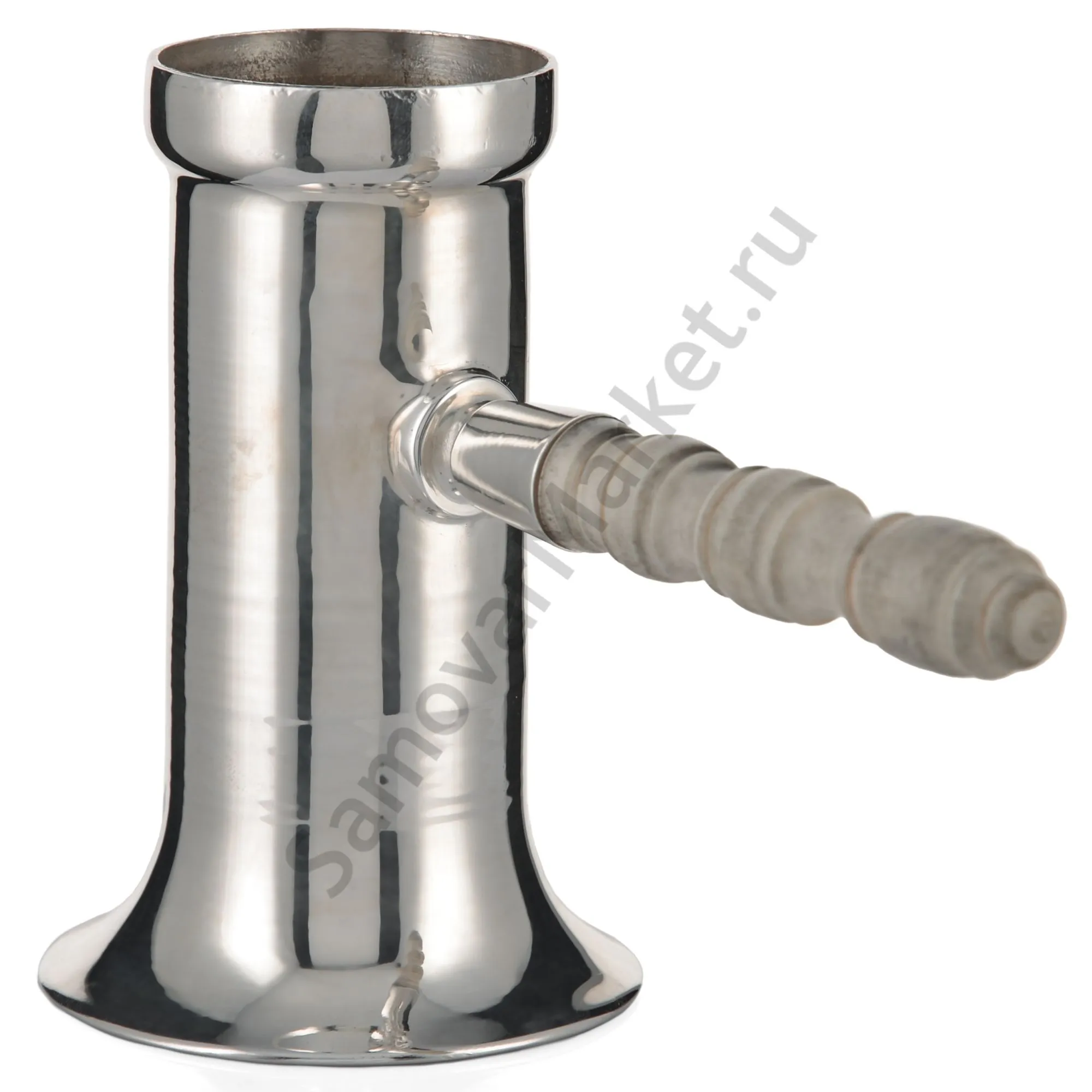 Самовар антикварный на дровах 1,1 литра формы «Рюмка» Романов,с трубой,фурнитура кость,посеребрённый