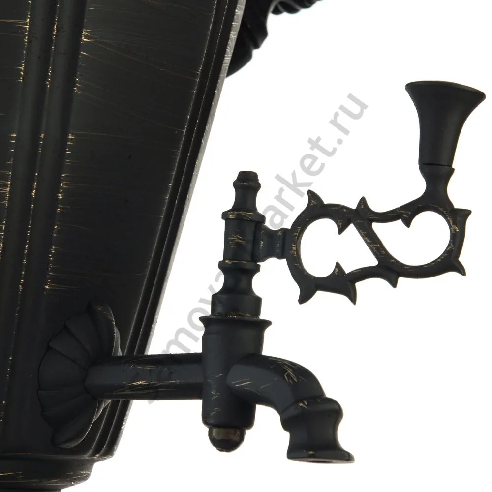 Самовар антикварный на дровах 5,5 литра формы «Рюмка гранная», золотые нити в патине Самовар антикварный на дровах 5,5 литра формы «Рюмка гранная», золотые нити в патине