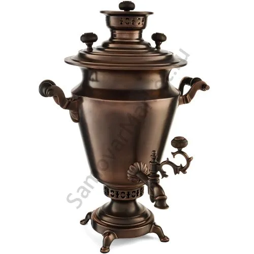 Самовар антикварный на дровах 5,5 литра формы «Рюмка» ТПЗ, с трубой, травление по меди 