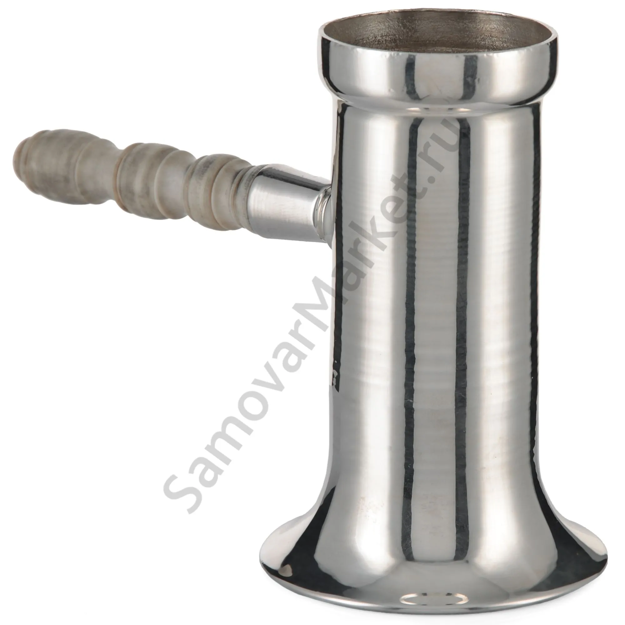 Самовар антикварный на дровах 1,1 литра формы «Рюмка» Романов,с трубой,фурнитура кость,посеребрённый