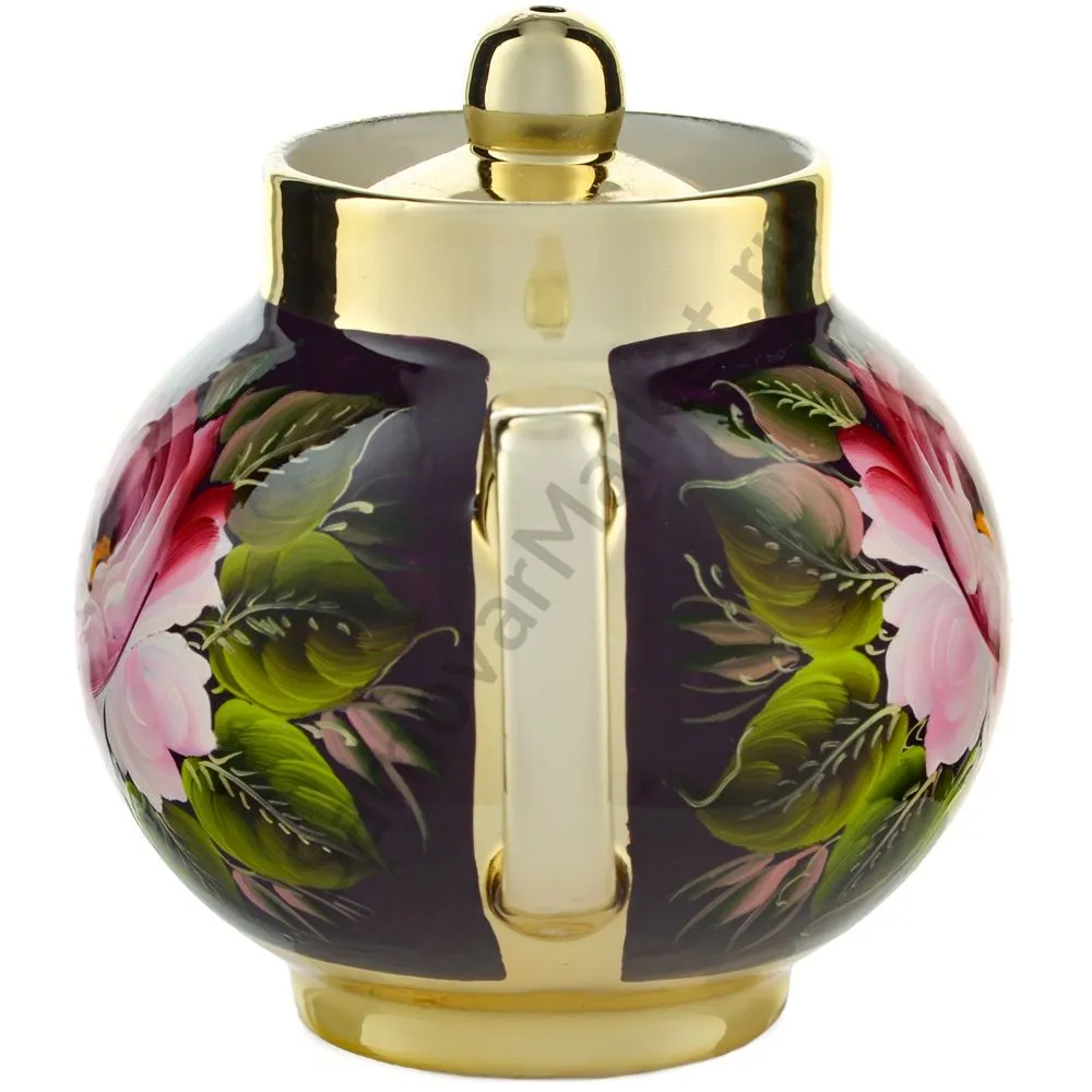 Самовар электрический 4 л.в наборе из 4 предметов с худ.росписью «Букет на фиолетовом в золоте» Самовар электрический 4 л.в наборе из 4 предметов с худ.росписью «Букет на фиолетовом в золоте»