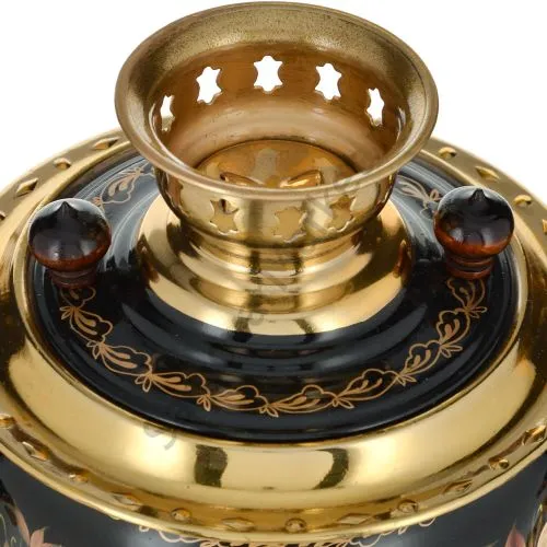 Самовар электрический 3 литра с автоотключением, худ. росписью «Ромашки с клевером» формы «Жёлудь»