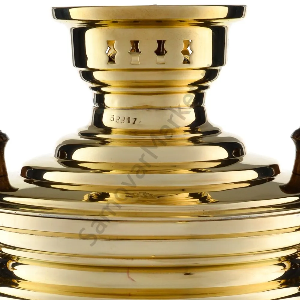 Самовар на дровах 7 литров формы «Банка», ТПТ, литьё, золотой, категория «Люкс» Самовар на дровах 7 литров формы «Банка», ТПТ, литьё, золотой, категория «Люкс»