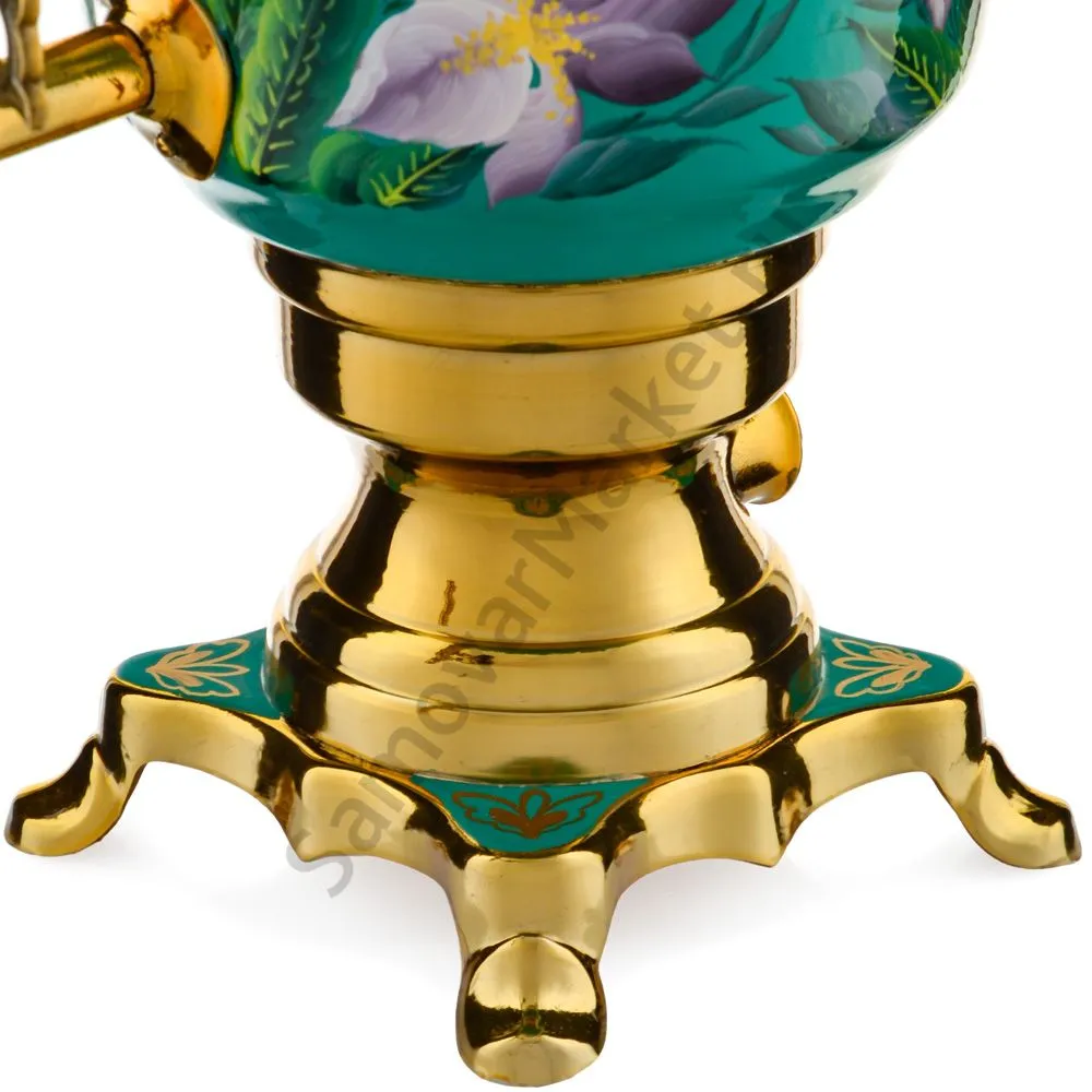 Самовар электрический 4 л.в наборе из 4 предметов с худ.росписью «Нарциссы на зелёном в золоте» Самовар электрический 4 л.в наборе из 4 предметов с худ.росписью «Нарциссы на зелёном в золоте»