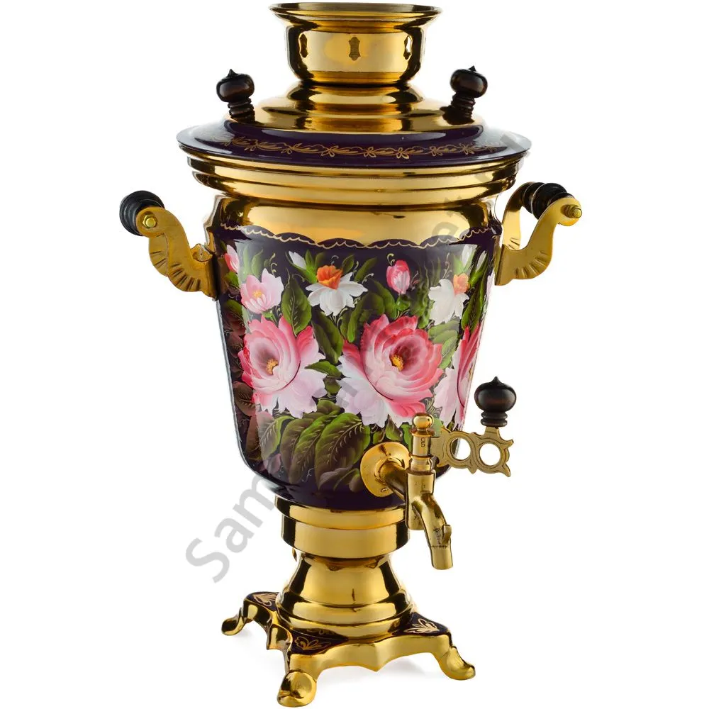 Самовар электрический 4 л.в наборе из 4 предметов с худ.росписью «Букет на фиолетовом в золоте» Самовар электрический 4 л.в наборе из 4 предметов с худ.росписью «Букет на фиолетовом в золоте»