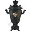 Самовар на дровах 7 литров формы «Рюмка с гербом РФ», золотые нити в патине, категория «Эксклюзив»