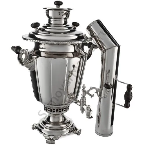 Самовар антикварный комбинированный 6 литров формы «Рюмка гранная» Воронцовых, с трубой, серебристый