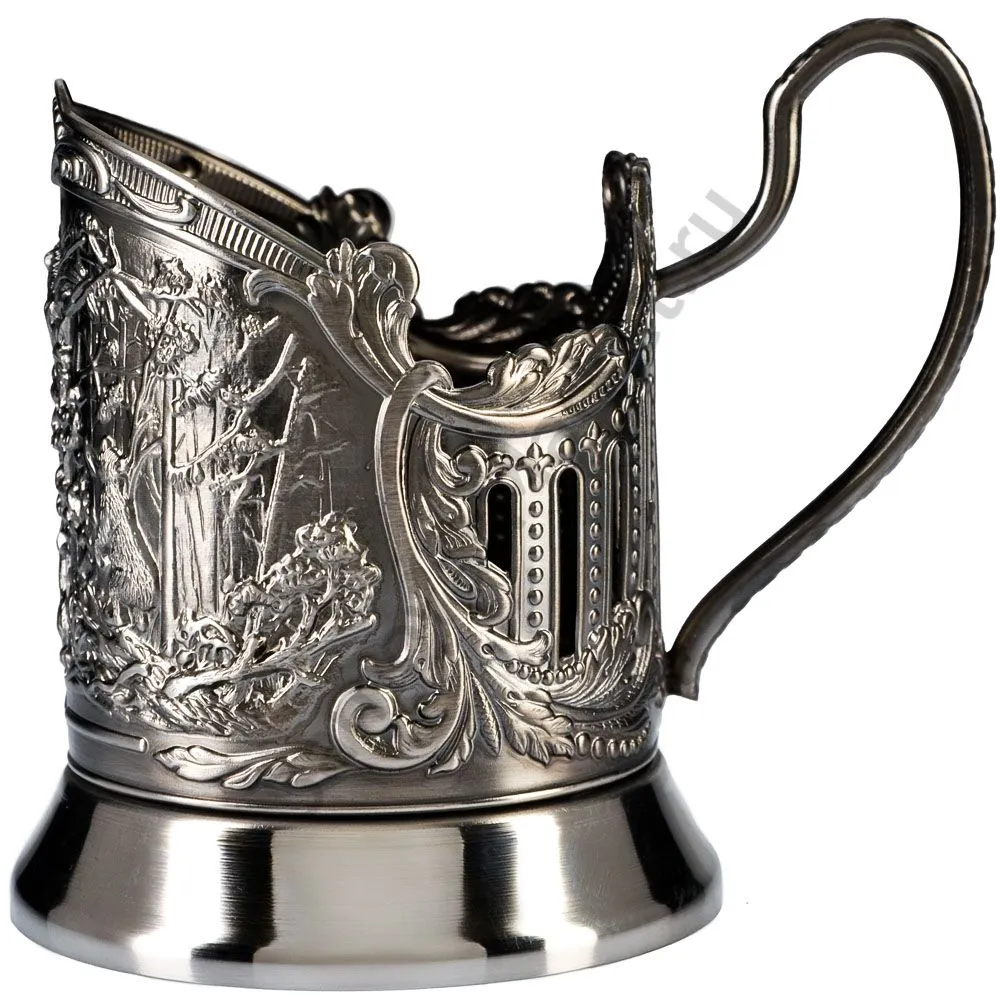 Подстаканник никелированный с чернью «Мишки в лесу» Подстаканник никелированный с чернью «Мишки в лесу»