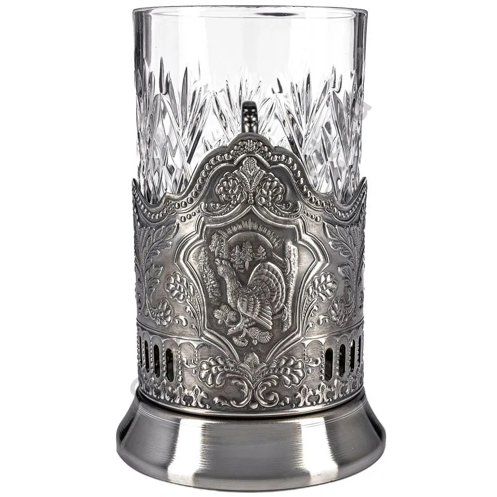 Подстаканник никелированный с чернью «Глухарь» Подстаканник никелированный с чернью «Глухарь»