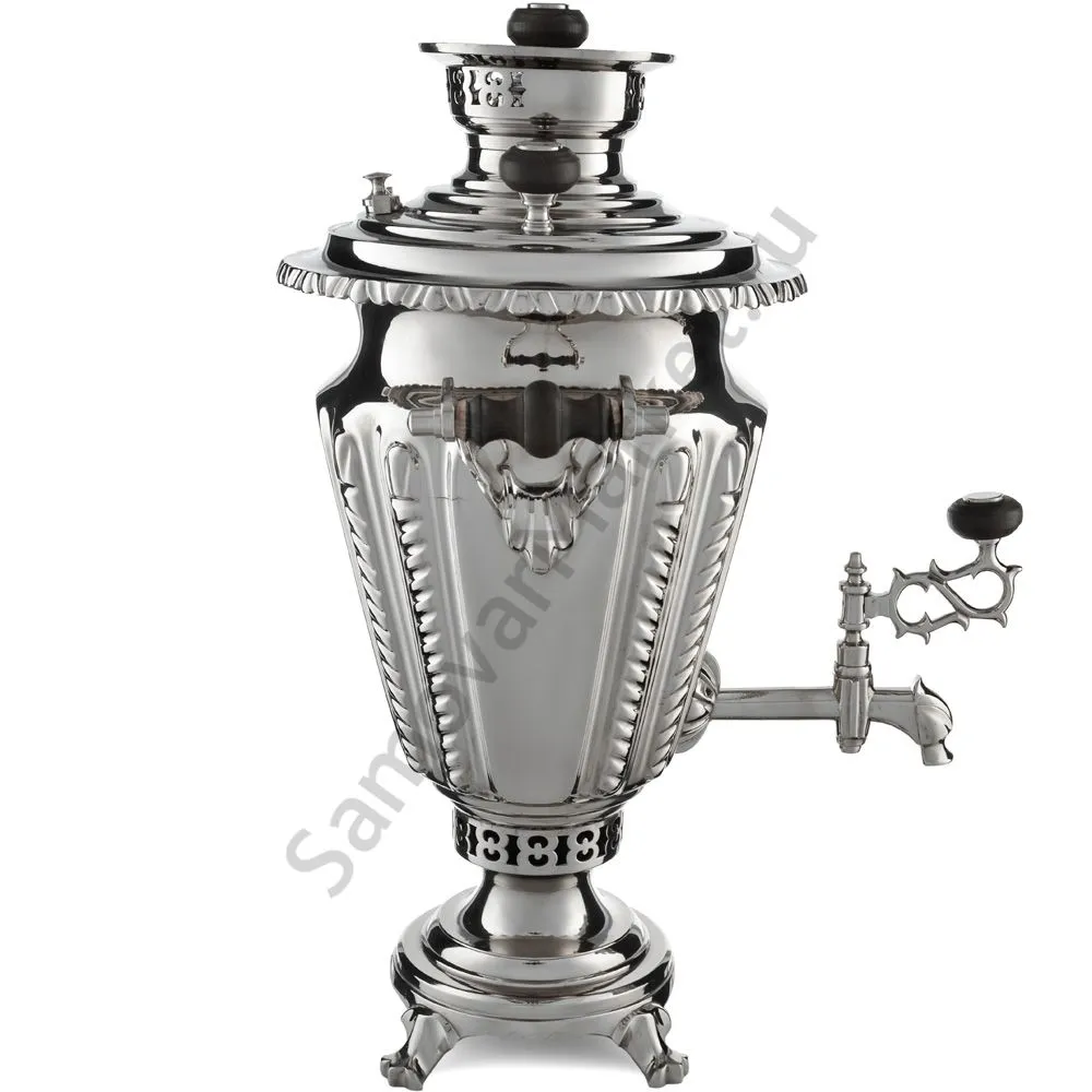 Самовар антикварный на дровах 3,3 литра формы «Рюмка с колоннами» Тул.Патрон.Завод, серебристый Самовар антикварный на дровах 3,3 литра формы «Рюмка с колоннами» Тул.Патрон.Завод, серебристый