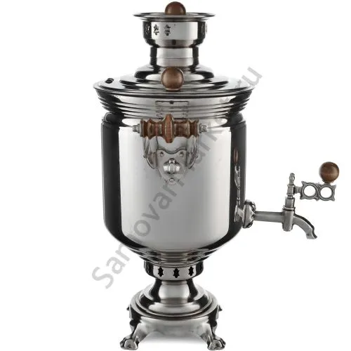 Самовар на дровах 5 литров формы «Банка», серебристый, категория «Дачный»