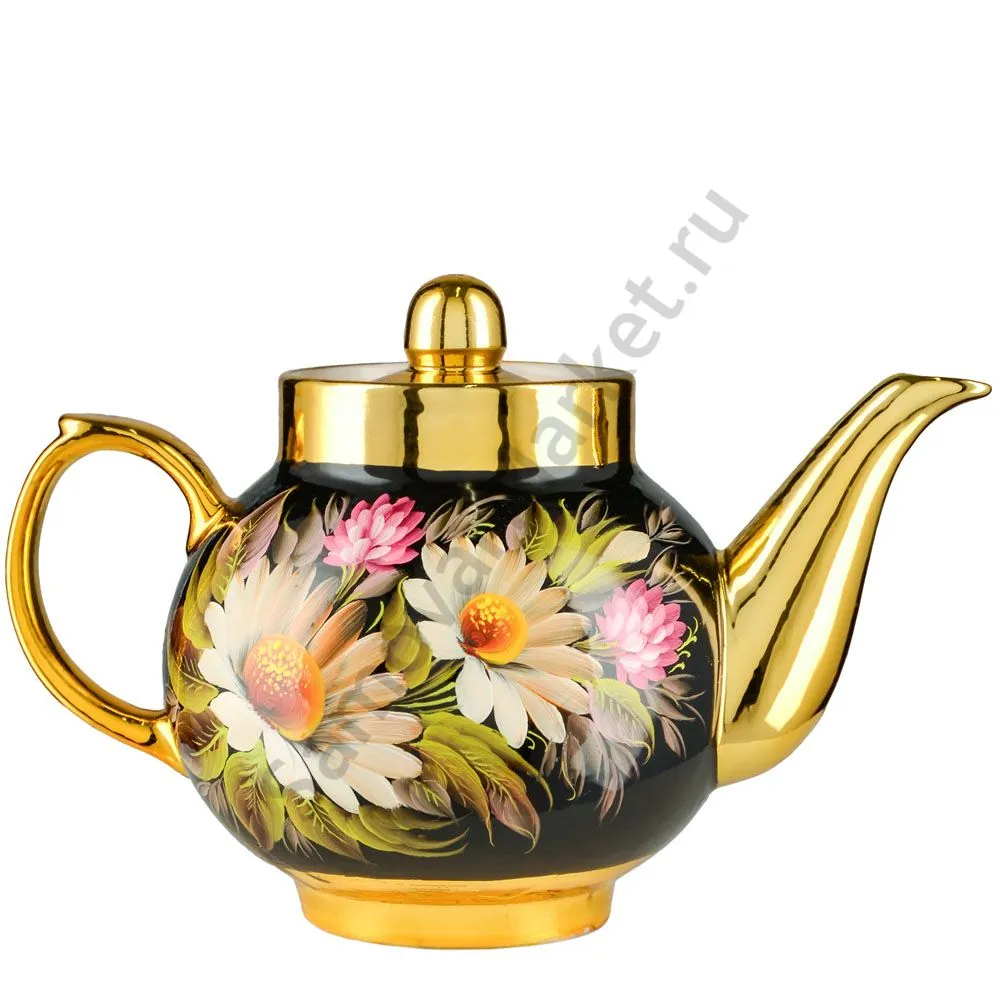 Чайник заварочный для самовара с художественной росписью «Ромашки с клевером» Чайник заварочный для самовара с художественной росписью «Ромашки с клевером»