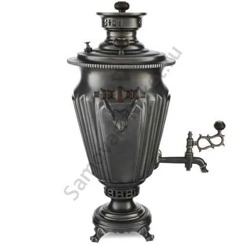 Самовар антикварный на дровах 5 литров формы «Рюмка гранная» Кольчугино, «Графит», эксклюзив