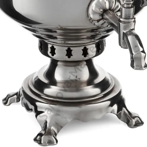 Самовар на дровах 5 литров формы «Банка», серебристый, категория «Дачный»