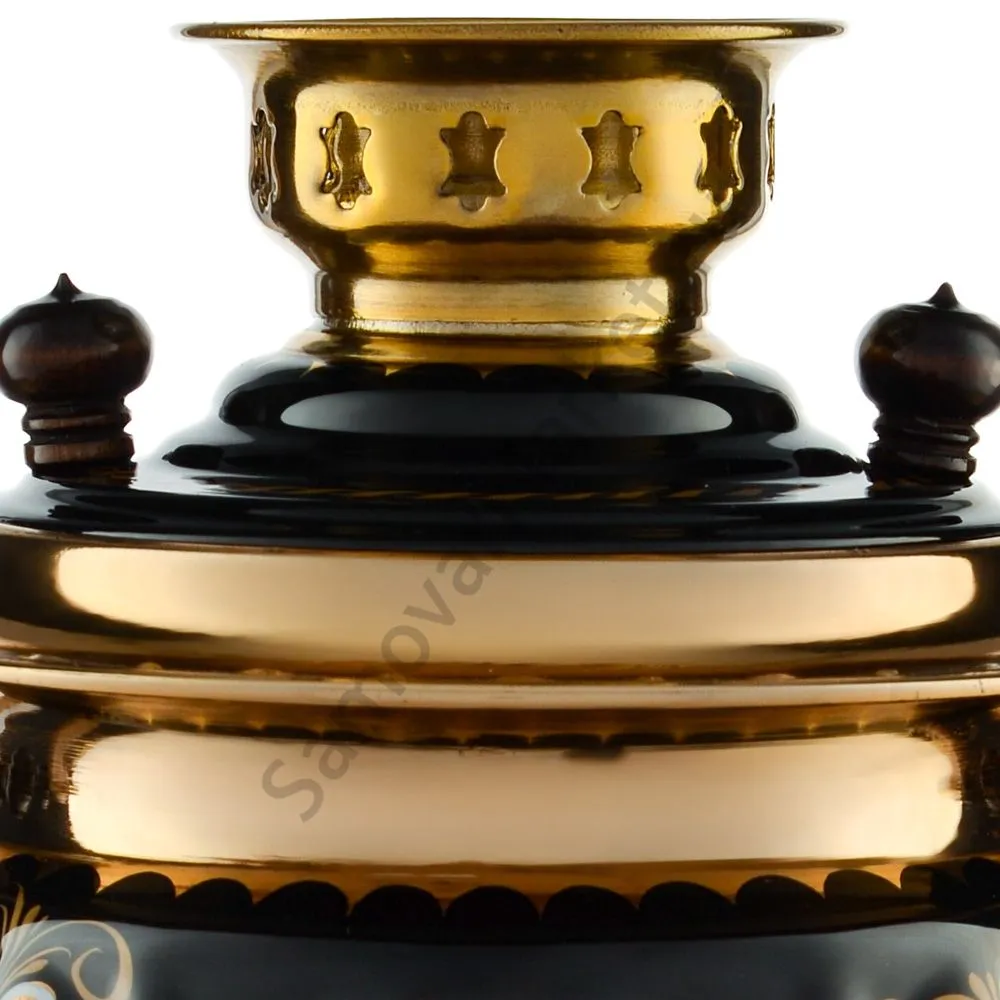 Самовар электрический 3 литра с художественной росписью «Кудрина чёрная» формы «Рюмка» Самовар электрический 3 литра с художественной росписью «Кудрина чёрная» формы «Рюмка»