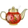 Чайник заварочный для самовара с художественной росписью «Пионы на красном в золоте»