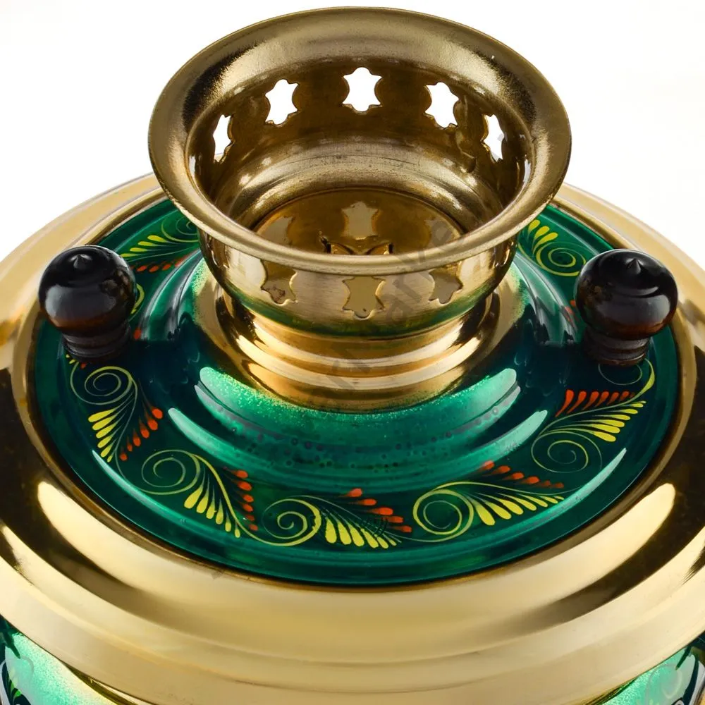 Самовар электрический 3 л с художественной росписью «Кудрина зелёная» формы «Рюмка» Самовар электрический 3 л с художественной росписью «Кудрина зелёная» формы «Рюмка»