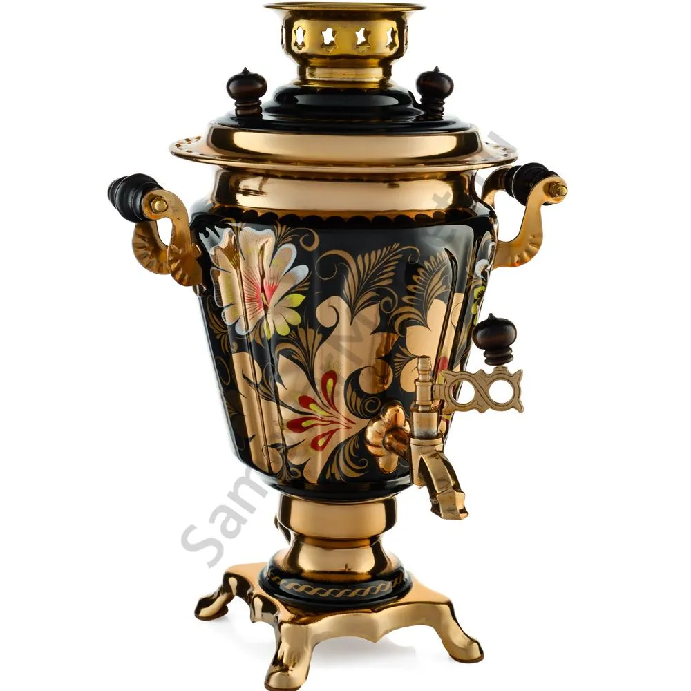 Самовар электрический 3 литра с художественной росписью «Кудрина чёрная» формы «Рюмка» Самовар электрический 3 литра с художественной росписью «Кудрина чёрная» формы «Рюмка»