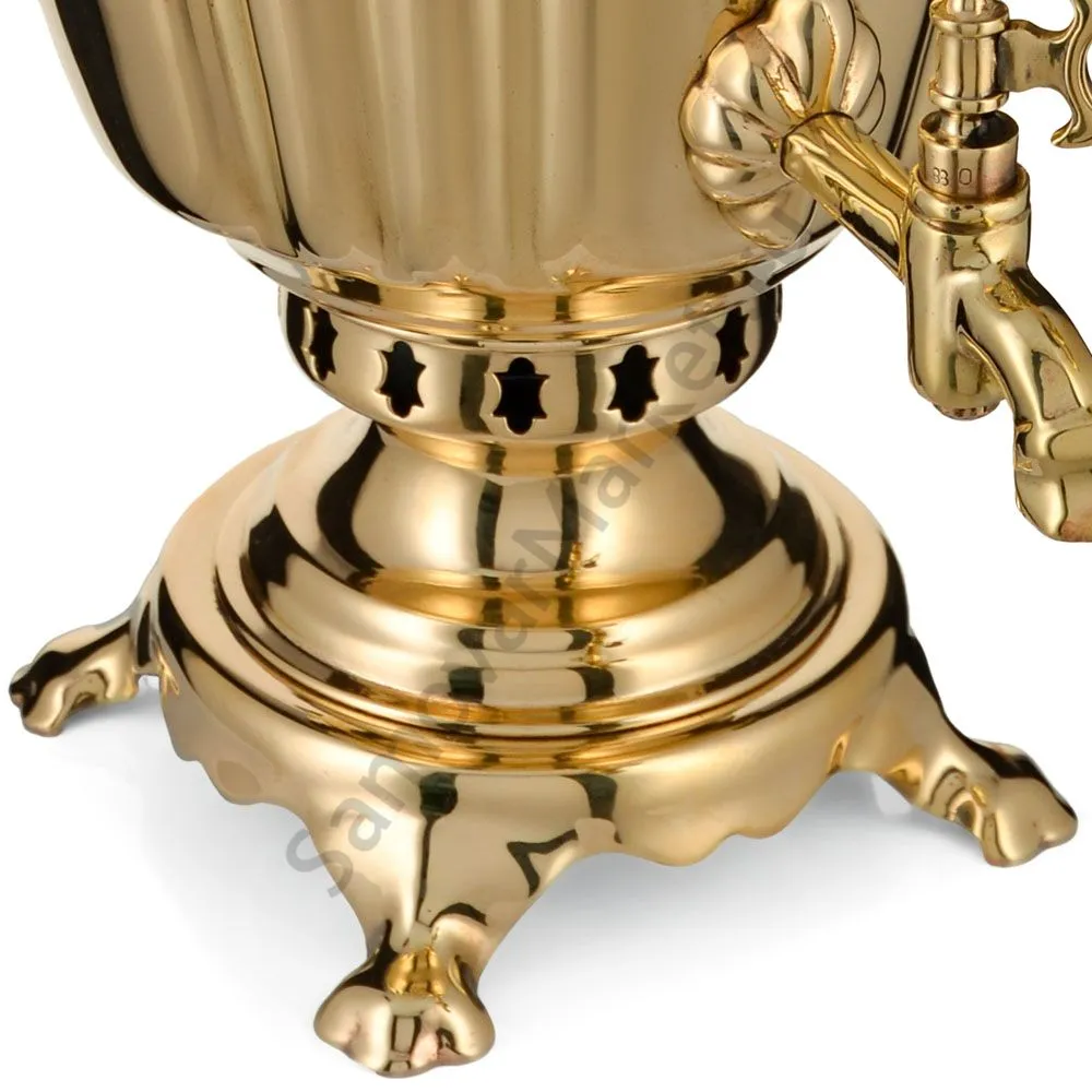 Самовар комбинированный 5 литров формы «Рюмка с гербом СССР», золотой, категория «Люкс»