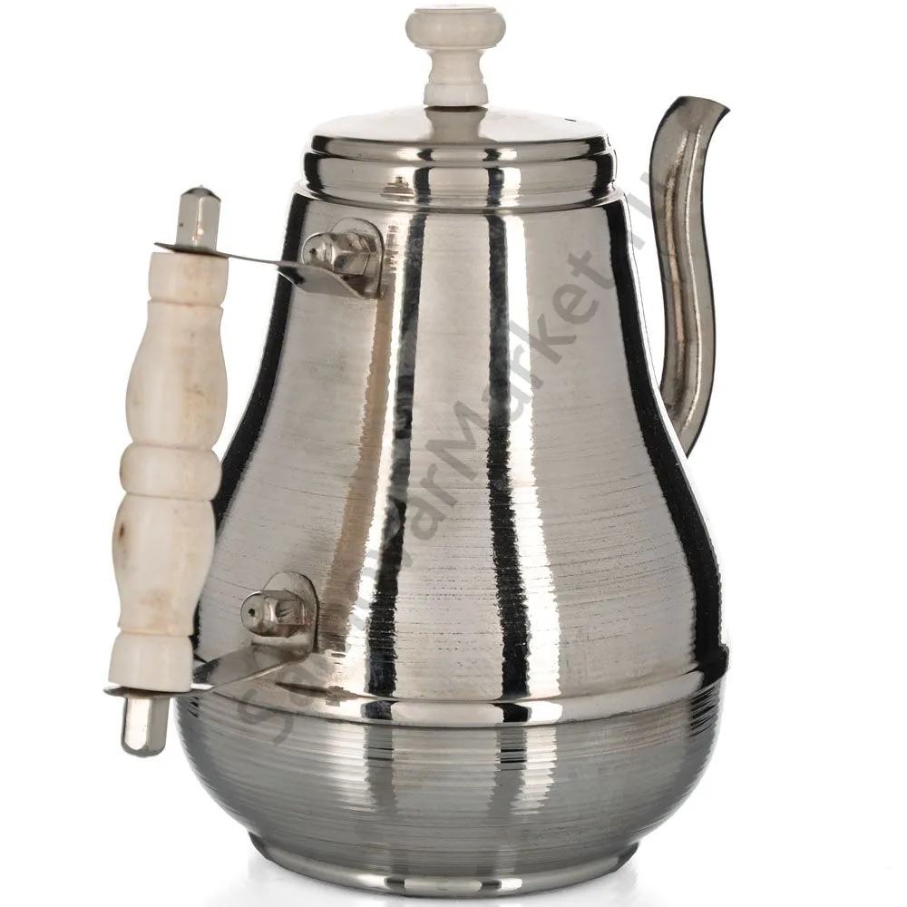 Чайник заварочный для самовара большой 1 литр, фурнитура кость, серебристый Чайник заварочный для самовара большой 1 литр, фурнитура кость, серебристый