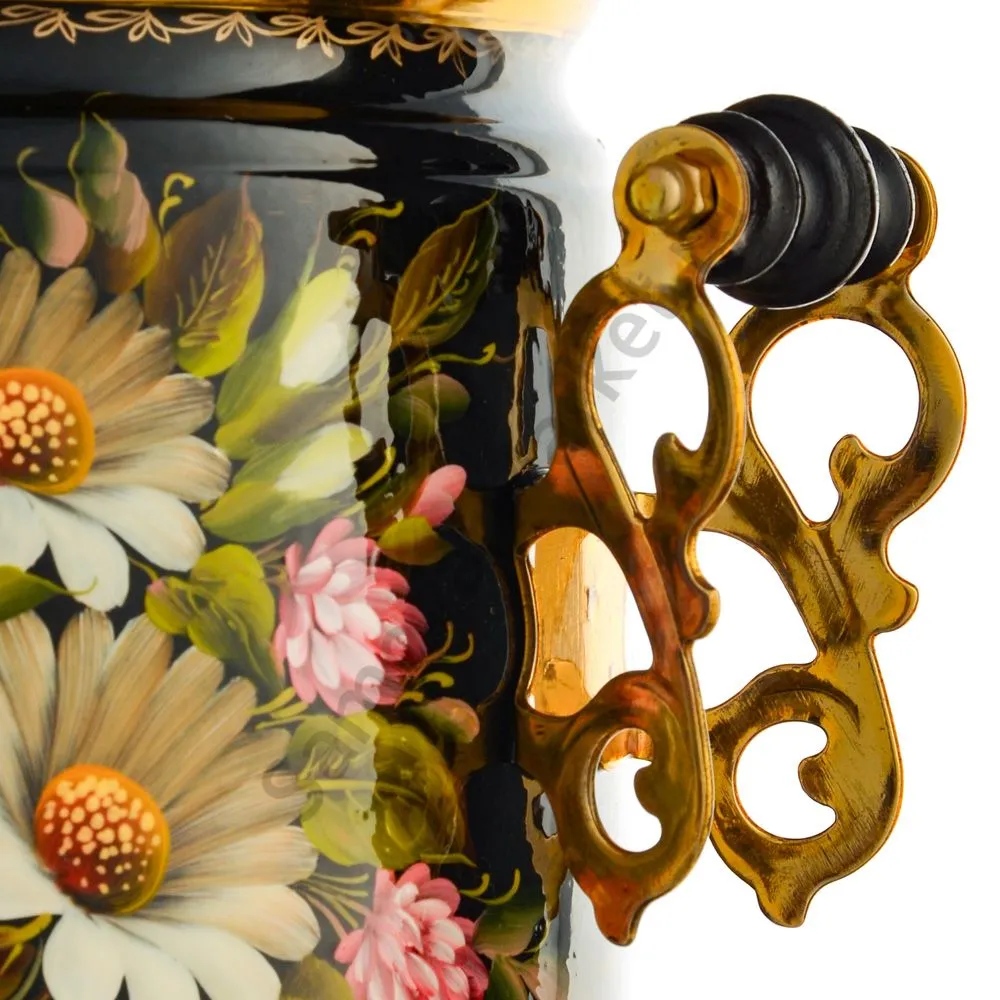 Самовар электрический 3 л с автоотключением, худ.росписью «Ромашки с клевером» формы «Банка» Самовар электрический 3 л с автоотключением, худ.росписью «Ромашки с клевером» формы «Банка»