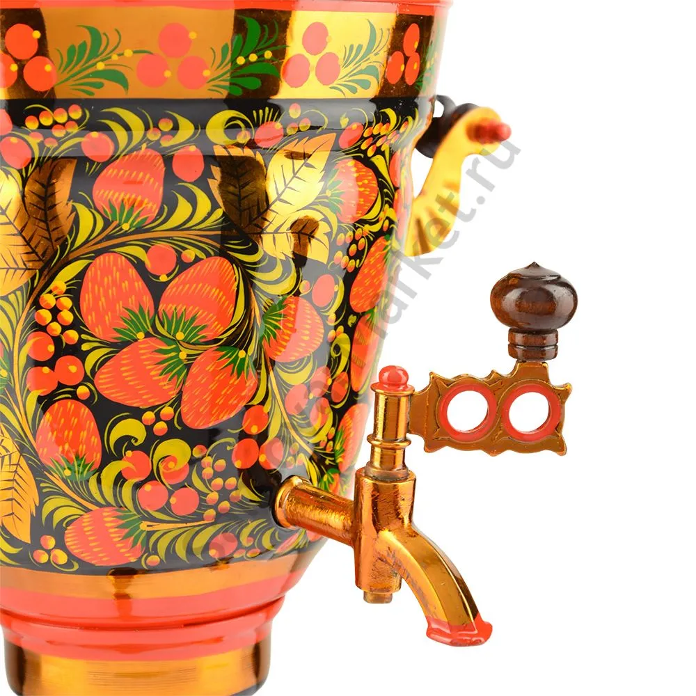 Самовар электрический 3 литра с художественной росписью «Клубника в зелени №2» формы «Рюмка гладкая» Самовар электрический 3 литра с художественной росписью «Клубника в зелени №2» формы «Рюмка гладкая»