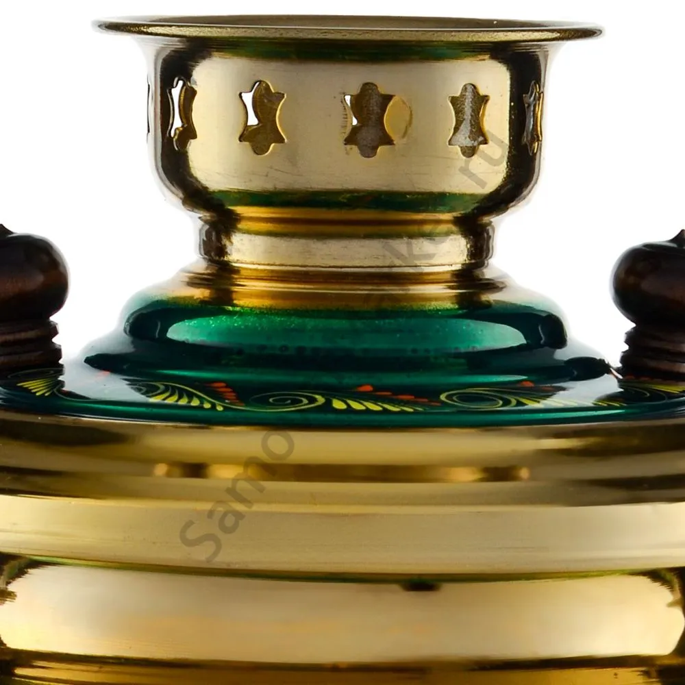 Самовар электрический 3 л с художественной росписью «Кудрина зелёная» формы «Рюмка» Самовар электрический 3 л с художественной росписью «Кудрина зелёная» формы «Рюмка»