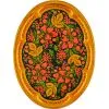 Поднос для самовара овальный с художественной росписью «Хохлома с ягодами в зелени»