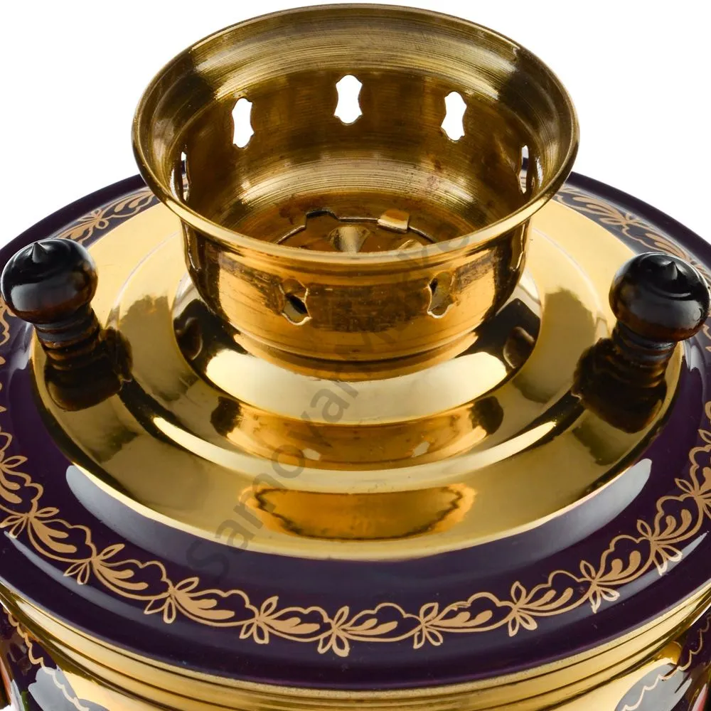 Самовар электрический 4 л.в наборе из 4 предметов с худ.росписью «Букет на фиолетовом в золоте» Самовар электрический 4 л.в наборе из 4 предметов с худ.росписью «Букет на фиолетовом в золоте»