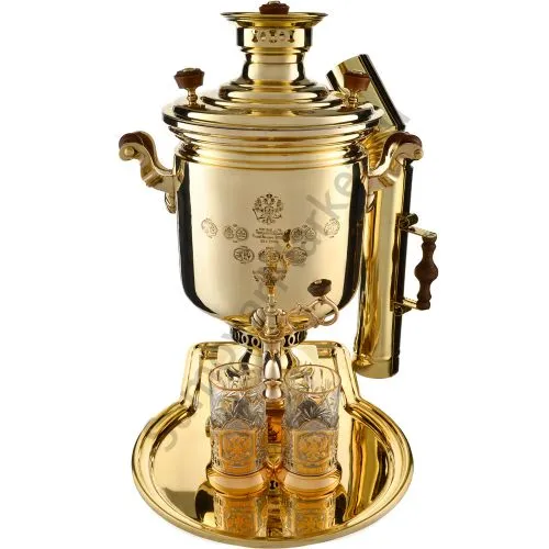 Самовар антикварный на дровах 8,5 литра формы «Банка» Баташева с медалями, в наборе из 7 предметов