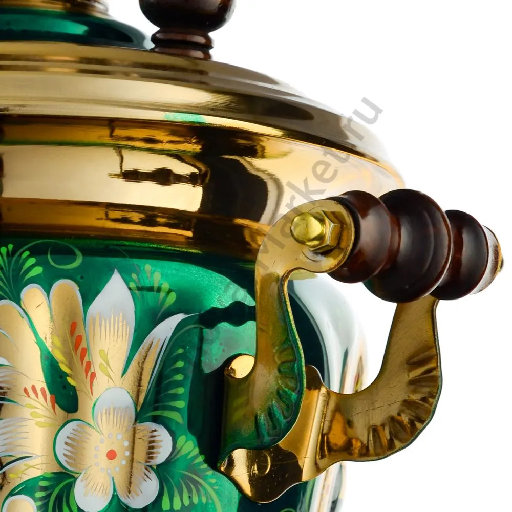 Самовар электрический 3 л с художественной росписью «Кудрина зелёная» формы «Рюмка» Самовар электрический 3 л с художественной росписью «Кудрина зелёная» формы «Рюмка»