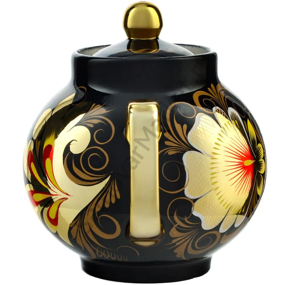 Чайник заварочный для самовара с художественной росписью «Кудрина чёрная» Чайник заварочный для самовара с художественной росписью «Кудрина чёрная»