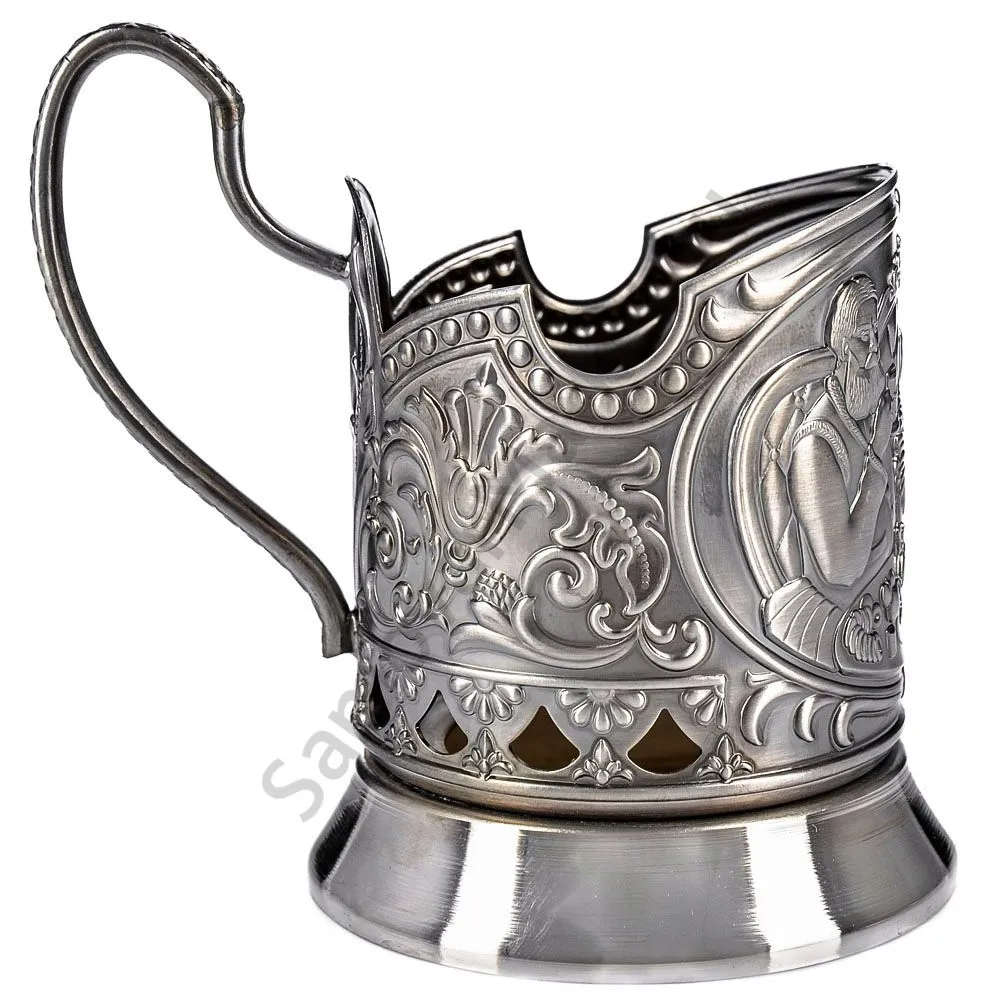 Подстаканник никелированный с чернью «Русское чаепитие» Подстаканник никелированный с чернью «Русское чаепитие»