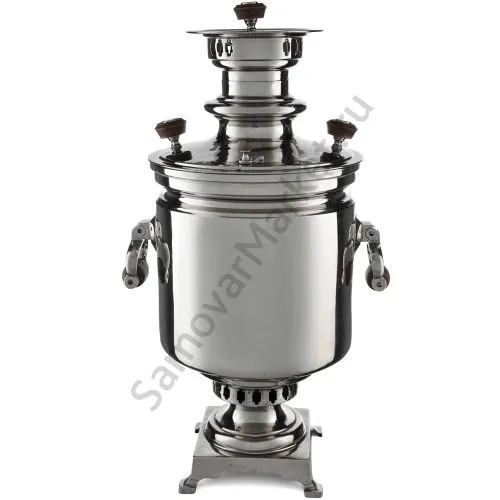 Самовар антикварный на дровах 7 л.формы «Банка» Я.Е.Лозинский прием.Баташева с медалями, серебристый