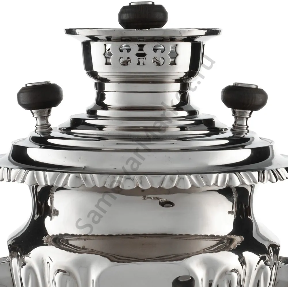 Самовар антикварный на дровах 3,3 литра формы «Рюмка с колоннами» Тул.Патрон.Завод, серебристый Самовар антикварный на дровах 3,3 литра формы «Рюмка с колоннами» Тул.Патрон.Завод, серебристый