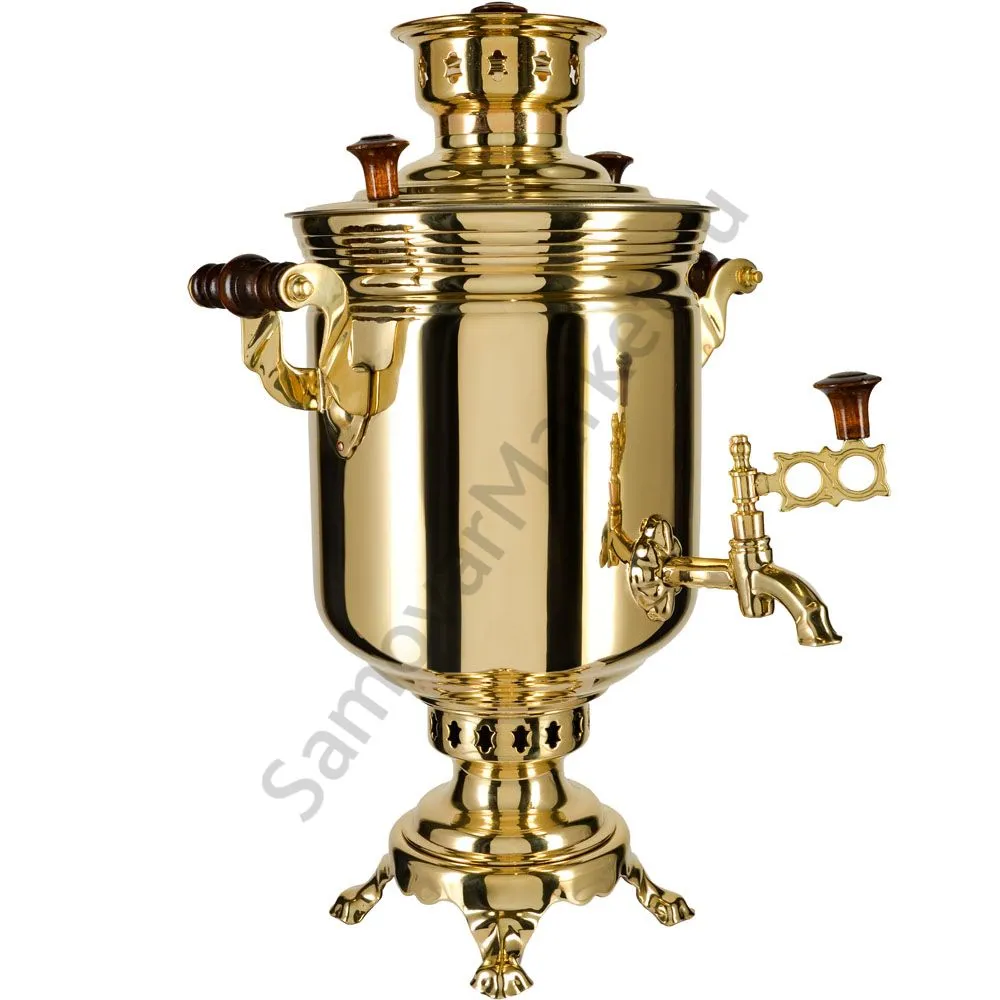 Самовар на дровах 5 литров формы «Банка», золотой, категория «Люкс»