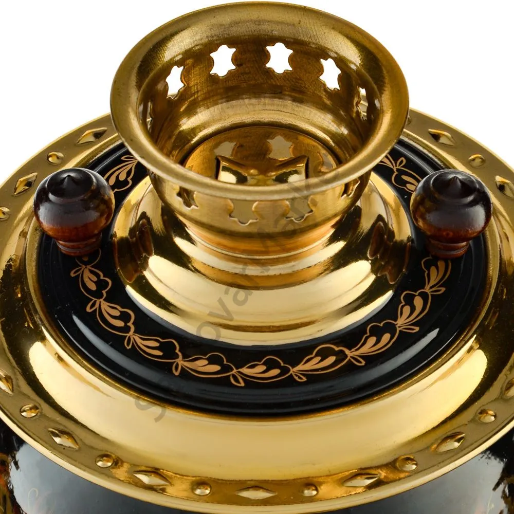 Самовар электрический 3 литра с автоотключением, худ. росписью «Маки на чёрном» формы «Овал» Самовар электрический 3 литра с автоотключением, худ. росписью «Маки на чёрном» формы «Овал»