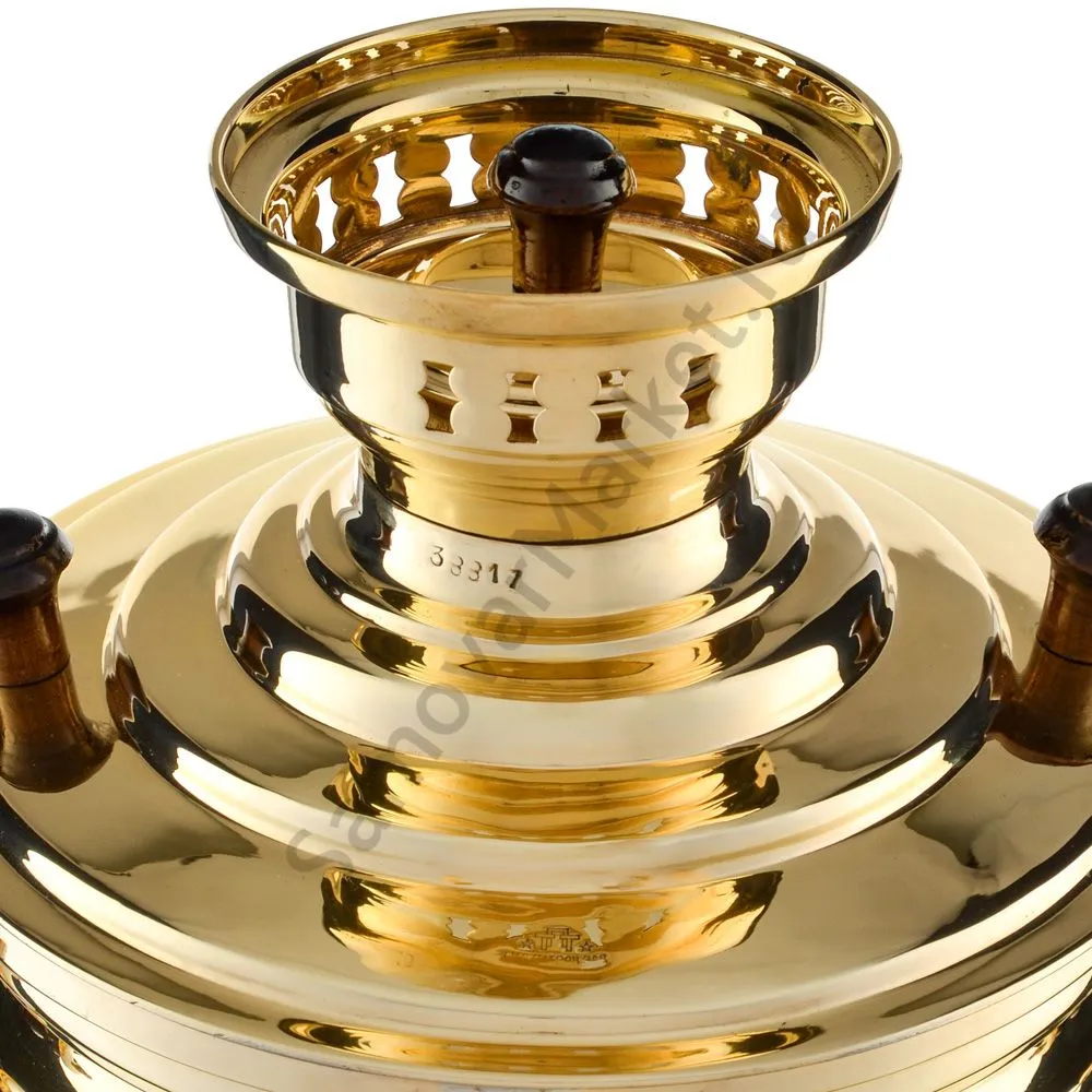 Самовар на дровах 7 литров формы «Банка», ТПТ, литьё, золотой, категория «Люкс» Самовар на дровах 7 литров формы «Банка», ТПТ, литьё, золотой, категория «Люкс»