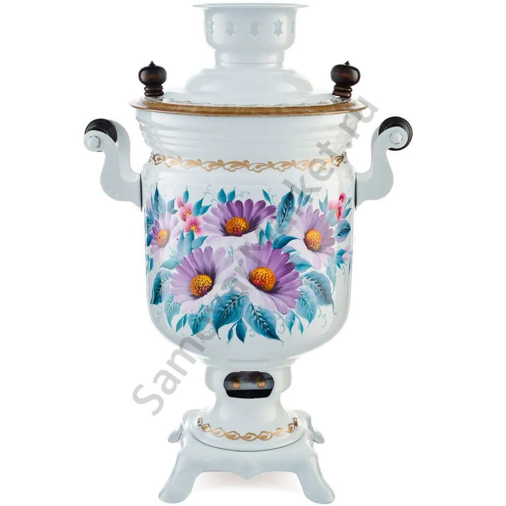 Самовар электрический 3 л с автоотключением,худ.росписью «Герберы на белом» формы «Банка» Самовар электрический 3 л с автоотключением,худ.росписью «Герберы на белом» формы «Банка»