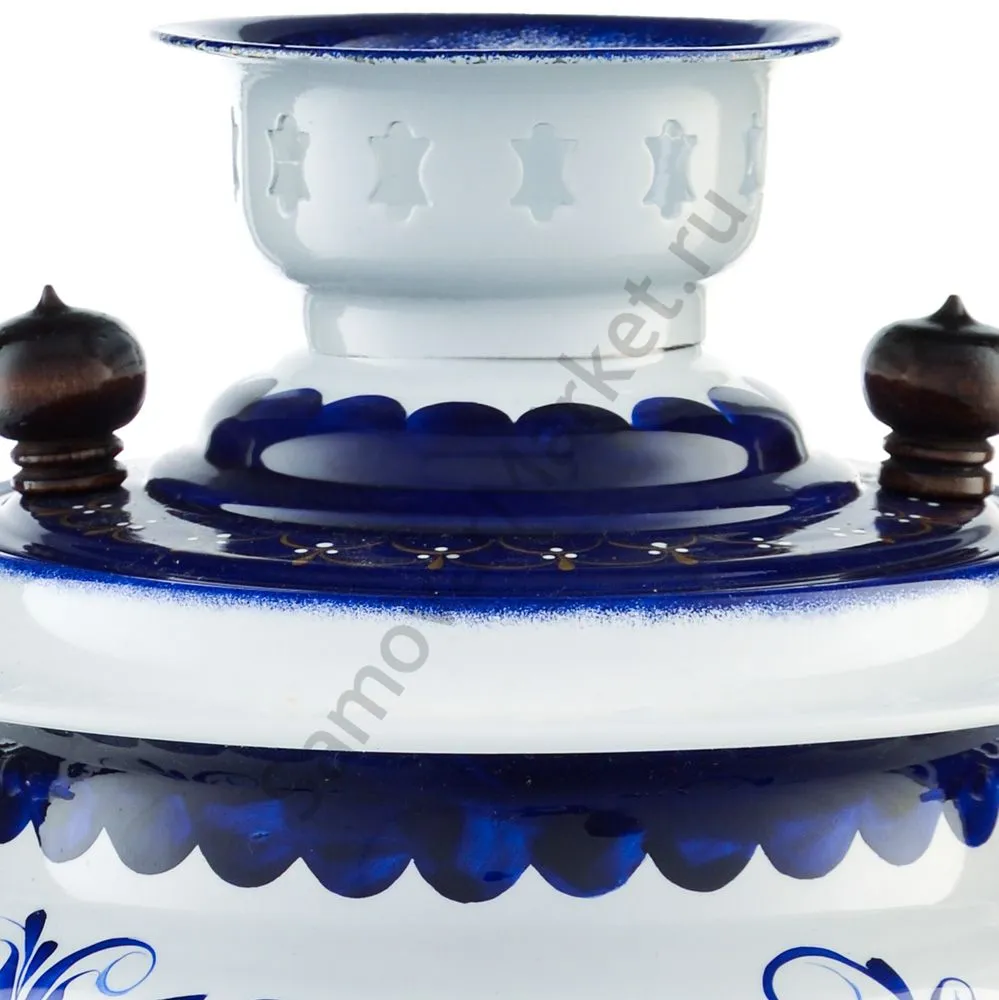 Самовар электрический 3 литра с автоотключением, худ. росписью «Гжель» формы «Овал» Самовар электрический 3 литра с автоотключением, худ. росписью «Гжель» формы «Овал»