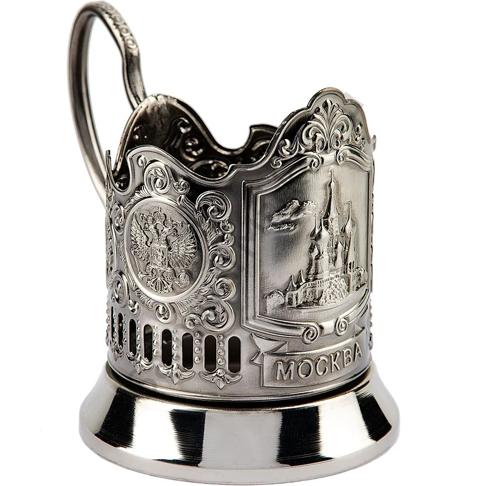 Подстаканник никелированный с чернью «Храм Василия Блаженного» Подстаканник никелированный с чернью «Храм Василия Блаженного»