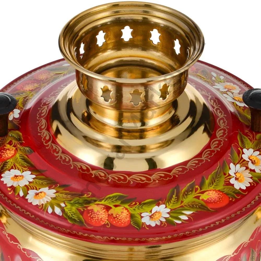 Самовар электрический 10 литров с худ. росписью «Ромашки с клубникой» формы «Банка» Самовар электрический 10 литров с худ. росписью «Ромашки с клубникой» формы «Банка»